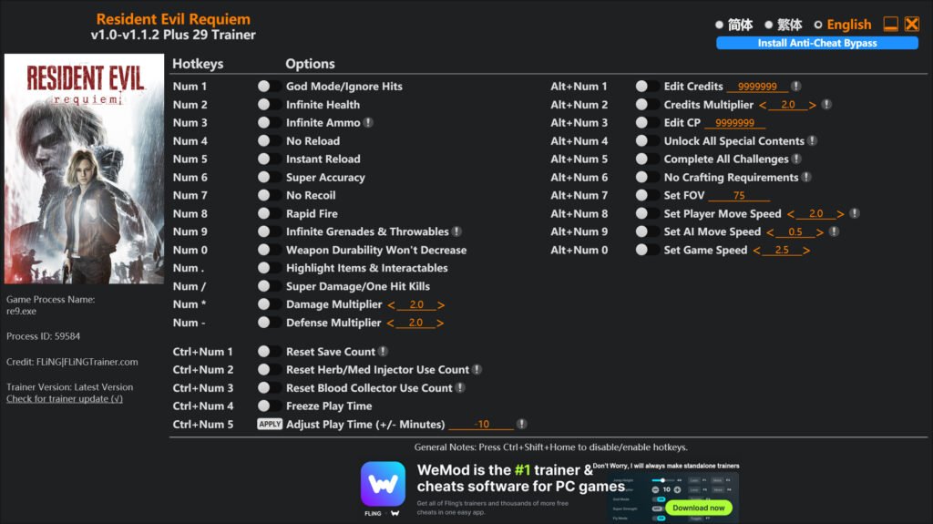 Resident Evil Requiem Trainer